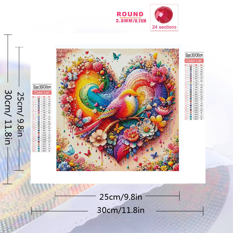 Momoart Diamant-Stickerei DIY Bastelset mit Liebesherz, Baum und Schmetterlingen in Multicolour als Wandkunst - Bild 2