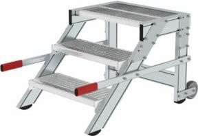 Günzburger MUNK Aluminium-Arbeitspodest fahrbar, Farbe: Silber, Stufenbreite: 60 cm, 3 Stufen - Bild 1