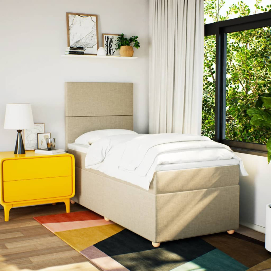vidaXL Boxspringbett mit Matratze Hybrid-Design in Beige, B/T/H: 80 x 200 cm - Bild 2
