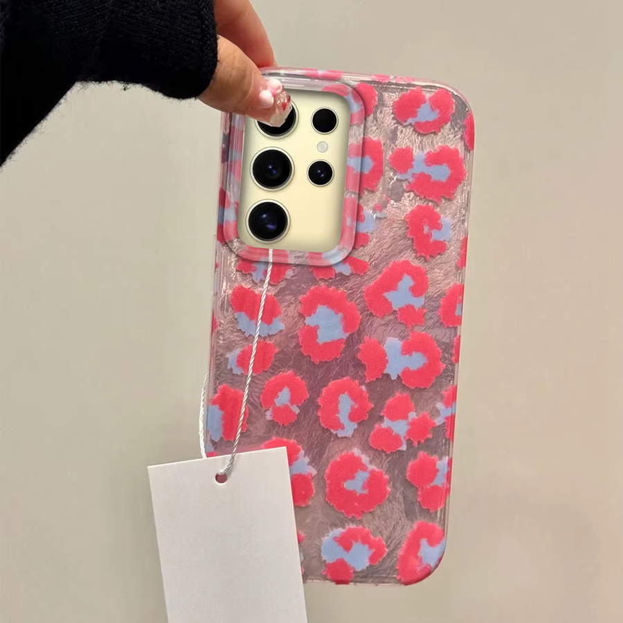 FunYudas Handyhülle im Pink Retro Leopard Cherry Design für Samsung Galaxy S21 S22 S23 S24 S25 Edge Plus S20 FE Ultra - Bild 3