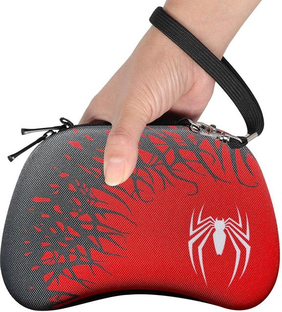 JazPlate Tragbare Spider Version Reisetasche als Schutzhülle für deinen PS5 Controller in Rot - Bild 1