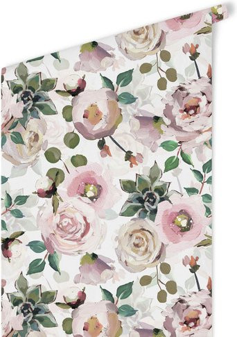 K&L Wall Art Vliestapete Vintage mit Aquarell Rosen und Pfingstrosen, mehrfarbig, matt - Bild 1