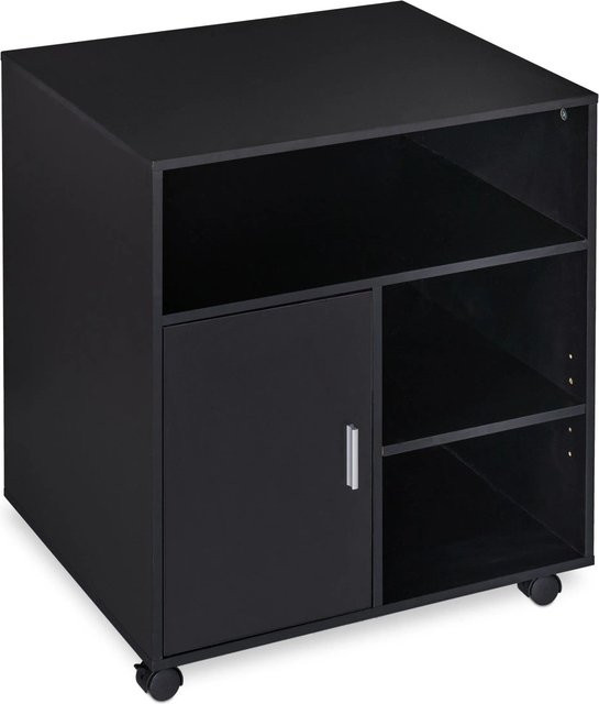 Relaxdays Rollcontainer aus Spanplatte und Kunststoff in Schwarz mit Rollen, B/T/H: 66,5 x 60 x 50 cm - Bild 1