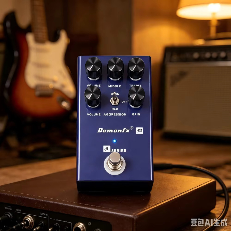 Demonfx R3 Gitarren-Effektpedal Verstärker-Verzerrer mit 3 Tonkanälen und True Bypass in Blau - Bild 2
