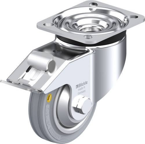 Blickle Lenkrolle mit Feststeller 750455 LK-RD 100R-1-FI-VLI-FA, Rad-Durchmesser: 100 mm, Tragfähigkeit: 100 kg, Farbe: Silber/Grau - Bild 1