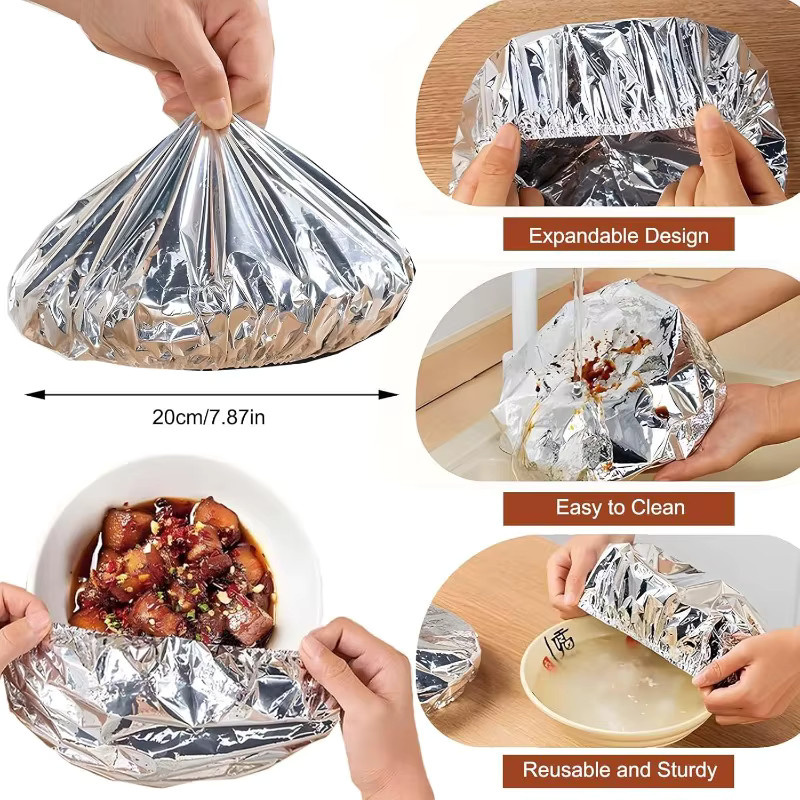 Lebensmittelechte Einweg-Frischhaltefolie aus Aluminium in Silber für Obst und Gemüse - Bild 2