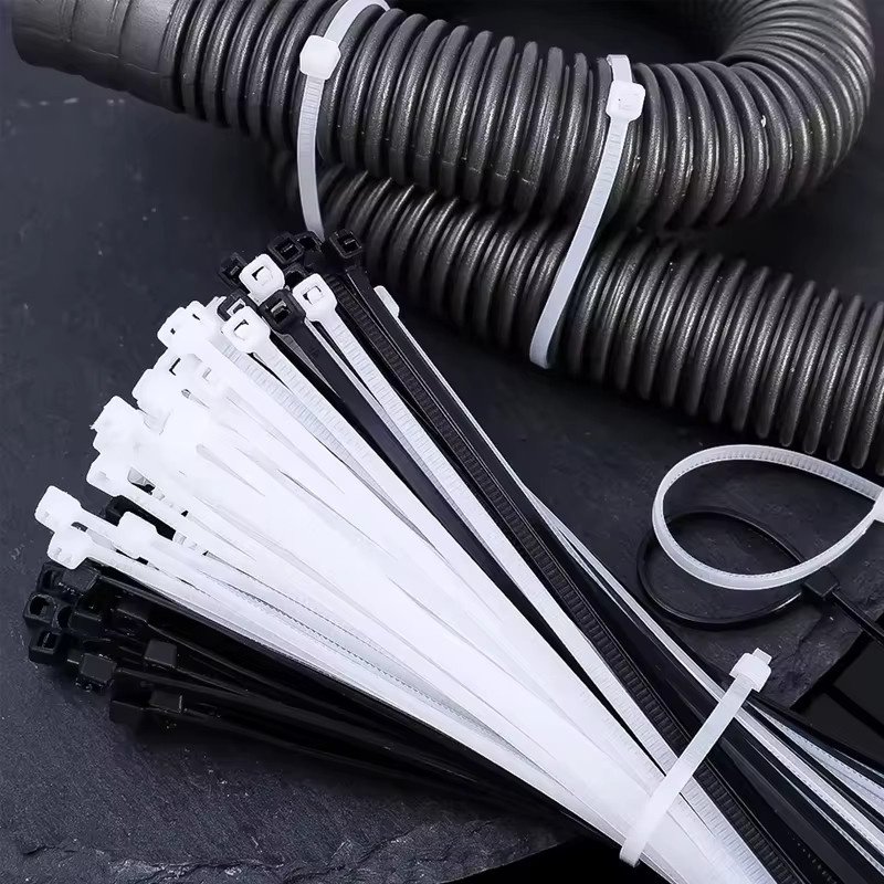 100 Stück selbstverriegelnde Kabelbinder aus Nylon in Weiß, verstellbare Kabelbefestigungsseile aus Kunststoff - Bild 6