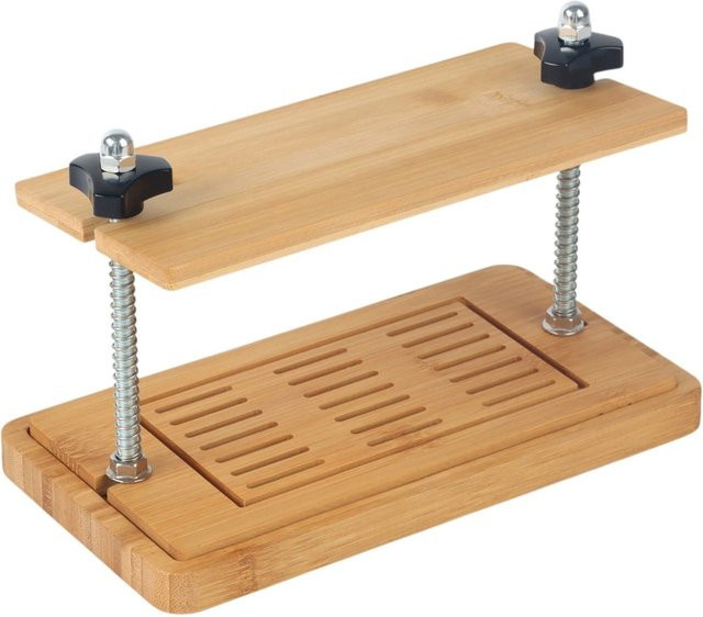 Relaxdays Tofupresse aus Bambus und Edelstahl in Natur mit Tropfschale, B/T/H: 17,5 x 25,5 x 14 cm - Bild 1