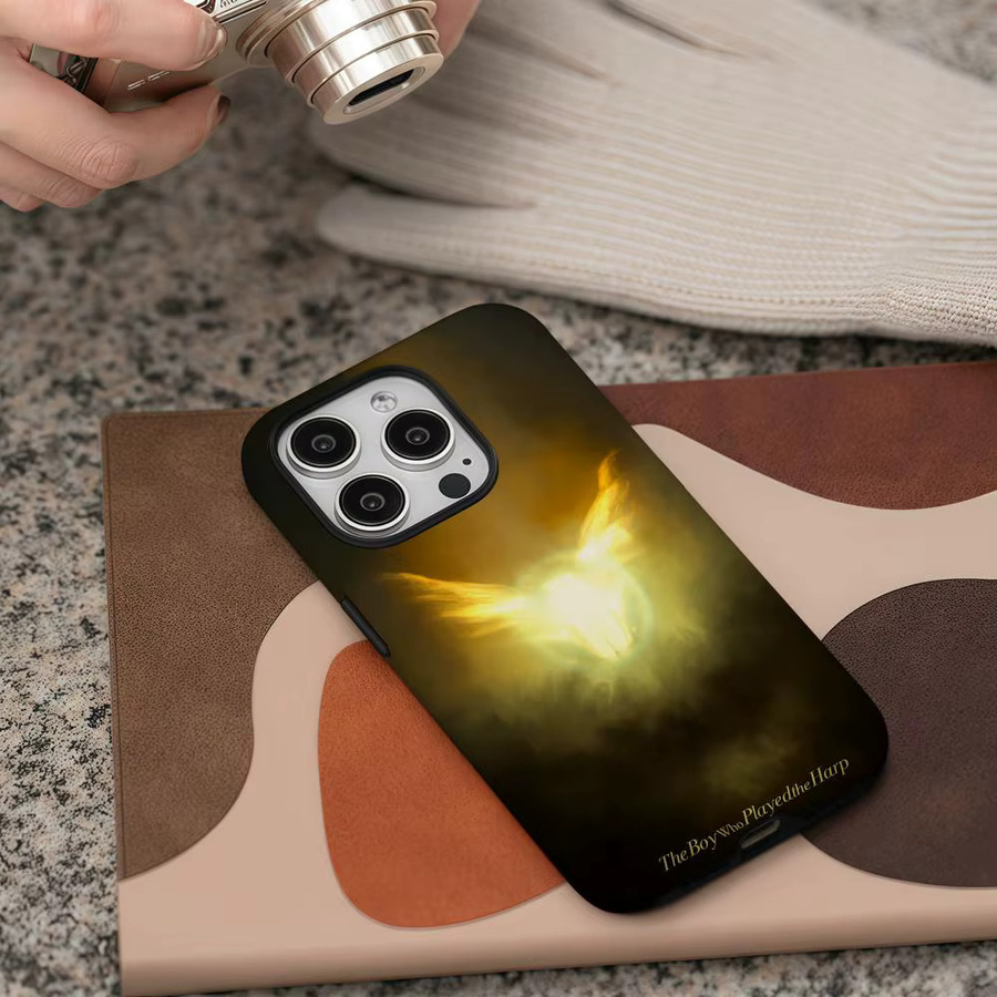 D-Dave Handyhülle D Der Junge der die Harfe spielt für iPhone 17 16 15 14 13 12 Pro Max Plus in Weiß und Multicolour glänzende HD Doppelschicht Flüssighartschale - Bild 4