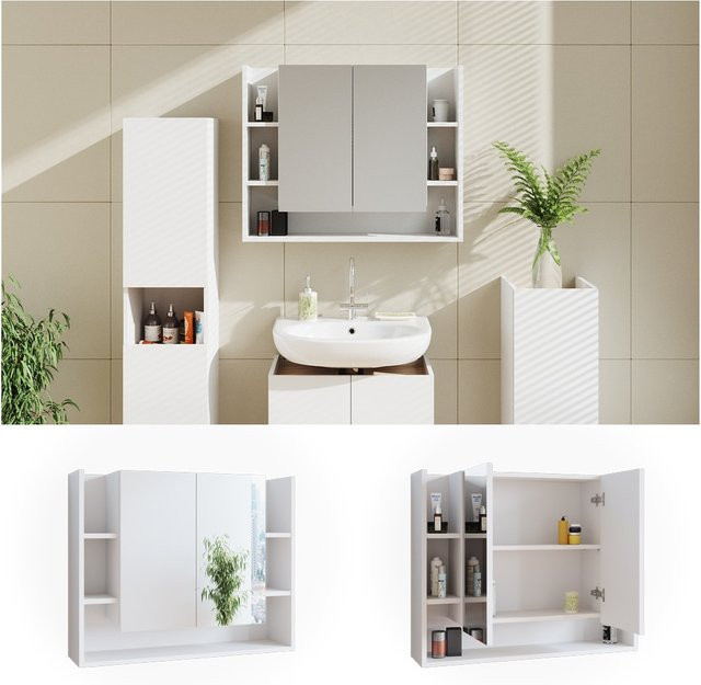 Vicco Badspiegelschrank Elira Weiß mit Ablage, B: 80 cm, H: 64 cm, T: 21 cm - Bild 1