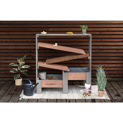 MUDDY BUDDY Aqua Tower Wasserbahn aus Zypressenholz warmgrau puderrosa - Bild 4