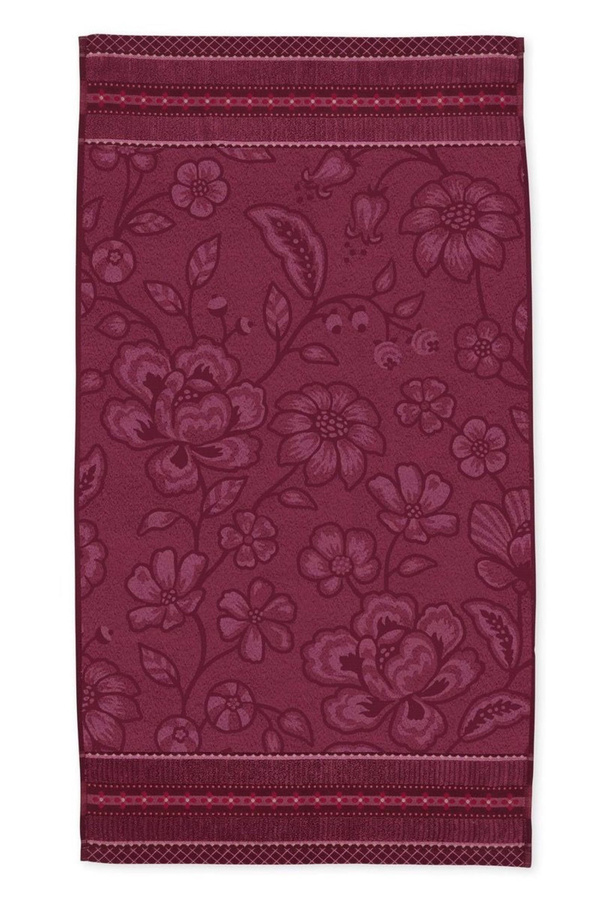 PIP Studio Handtuch Jasmin in Dark Pink mit floralem Jacquard-Blumenmuster aus Frottee, Breite: 55 cm, Länge: 100 cm - Bild 1