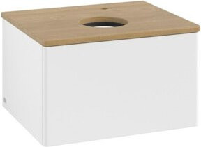 V&B Waschtischunterschrank Antao ohne Frontstruktur, Farbe: Honig Eiche und Weiß lackiert, B/T/H: 60 x 36 x 50 cm - Bild 1