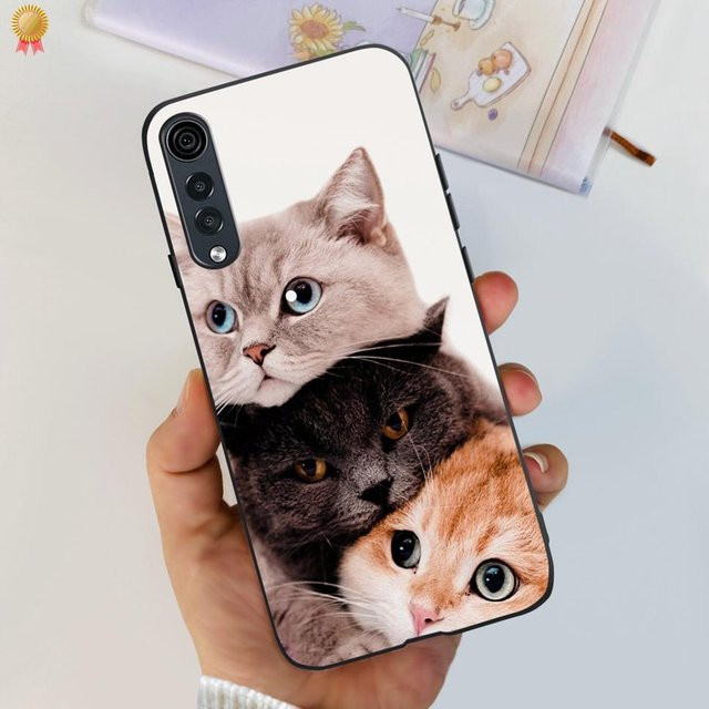 Stoßfeste Silikon Handyhülle mit Katzen-Design für LG Velvet 5G und LG Velvet 5G UW (G900N), Farbe: Schwarz/Transparent - Bild 1