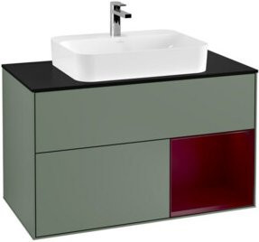 V&B Waschtischunterschrank Finion mit LED-Beleuchtung und Regalfach, Wandmontage, Lackiert, Breite: 100 cm - Bild 1