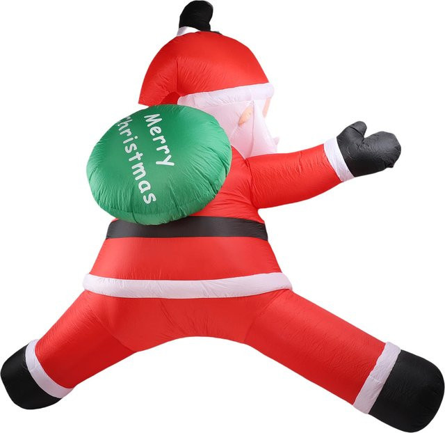 Aufblasbarer Weihnachtsmann als Außendekoration mit Geschenkesack und eingebautem LED-Licht in Blau, Höhe: 180 cm - Bild 1