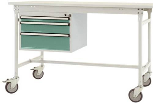 Manuflex ZB4682.0001 Mobiler Gehäuse-Unterbau mit 3 Schubfächern in Graugrün für Tischtiefe 800 mm - Bild 1