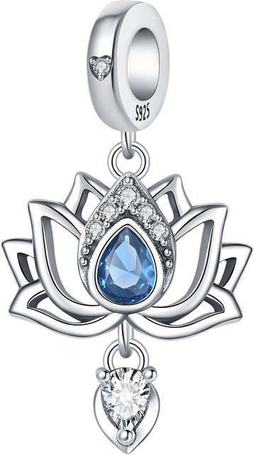 MISEFF Charm-Anhänger, blaue Blume, Lotus, 925 Silber, Damen - Bild 1