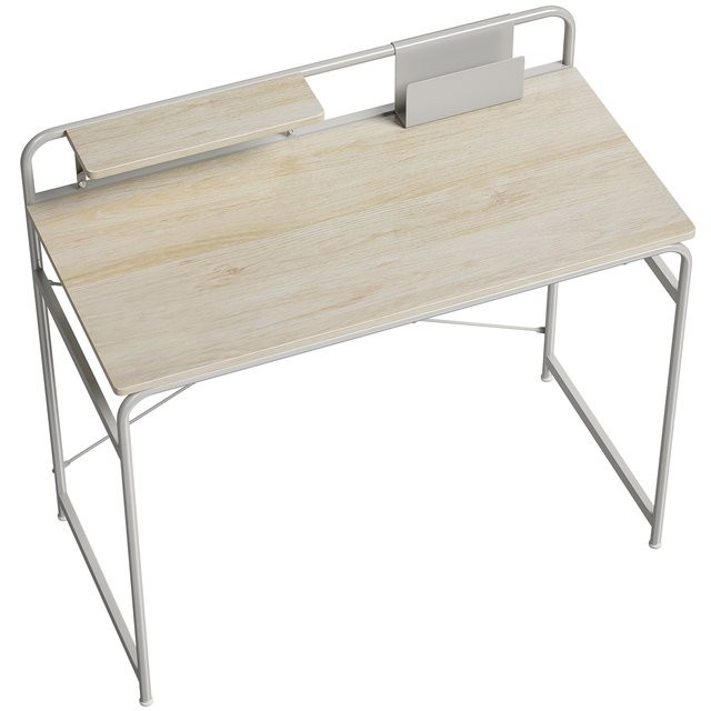 HOMCOM Schreibtisch in Eiche mit Ablage und Metallgestell für dein Home-Office, B/T/H: 98 x 48 x 88,5 cm - Bild 1