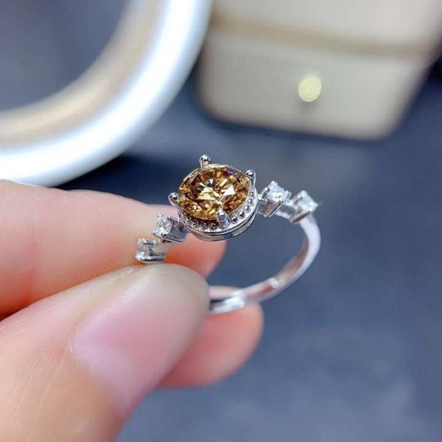 Ring 925 Silber, Zirkonia, Champagner Stein, Damen - Bild 1