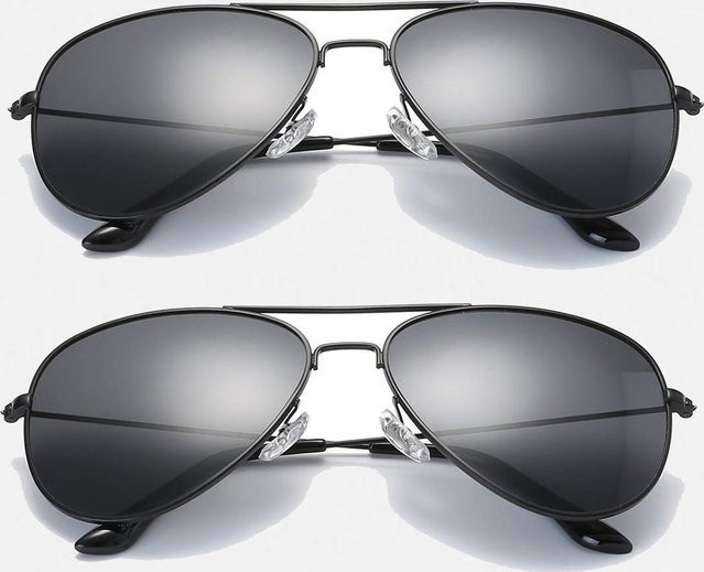 Aviator Sonnenbrille, Unisex, Vollrand, Metall, Schwarz - Bild 1