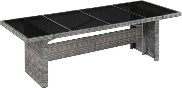vidaXL Gartentisch aus Poly-Rattan und Glas in Grau und Schwarz, B/T/H: 240 x 90 x 74 cm - Bild 1