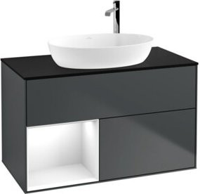 V&B Waschtischunterschrank Finion 100 mit Wandbeleuchtung, Lackiert, B/T/H: 100 x 50,1 x 50,1 cm - Bild 1