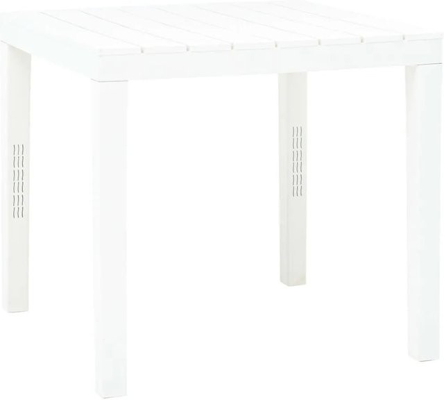 Furnicato Gartentisch in Weiß aus Kunststoff im Latten-Design, B/T/H: 78 x 78 x 72 cm - Bild 1