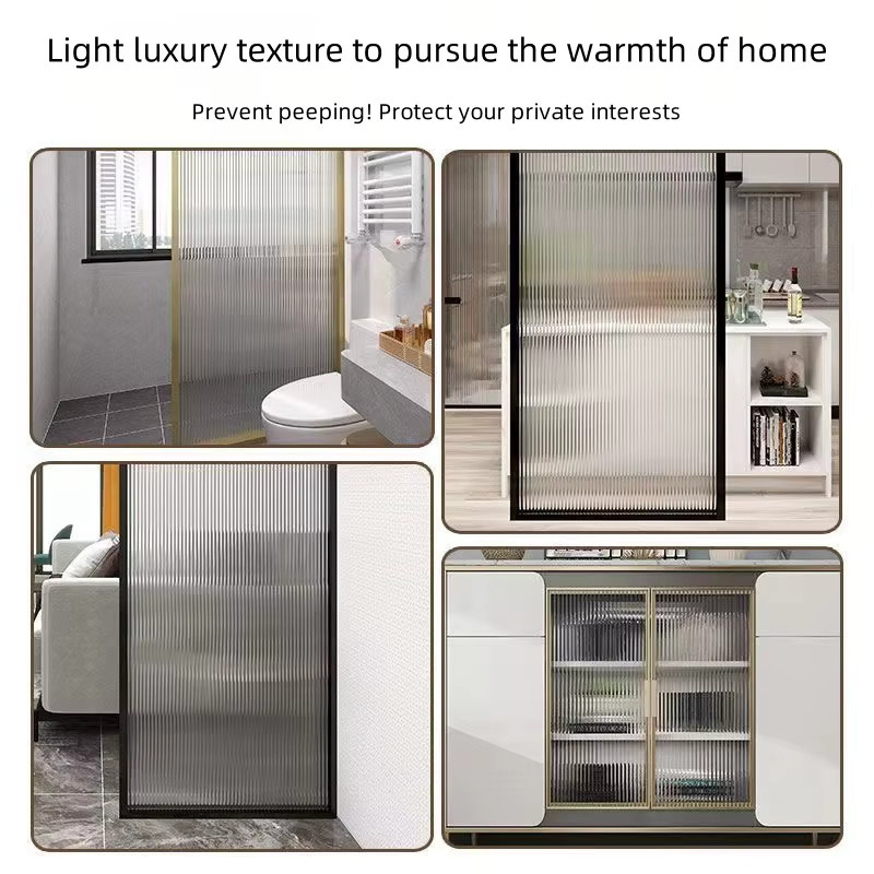 Changhong Glasaufkleber Fensterfolie Weiß Mattiertes Wellenglas Design zur Sichtschutzfolie für Badezimmer Küche und Tür - Bild 2