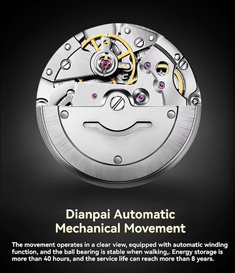 Dianpai Armbanduhr Automatik, Edelstahl, Grün, Herren - Bild 2