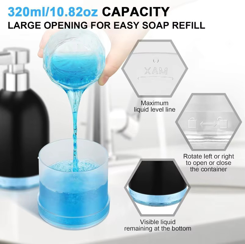 Sarmocare Intelligenter Seifenspender mit Sensorpumpe, USB wiederaufladbar, 320 ml, in Weiß oder Schwarz - Bild 4