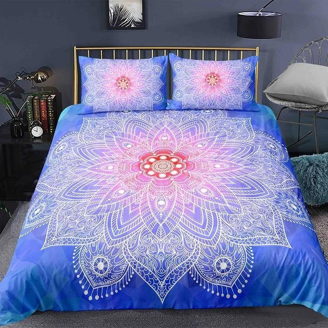 Your Warm Home Boho-Mandala Bettwäscheset in Blau, 3-teilig mit Bettbezug und Kissenbezügen, B/H: 180 x 210 cm, Kissenbezüge: 50 x 70 cm - Bild 1
