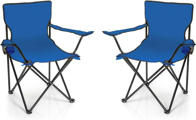 BigDean 2er Set Faltstühle Blau mit Getränkehalter und Tragetaschen - Bild 1