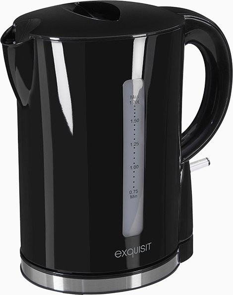 Exquisit WK 3102 swi Wasserkocher Schwarz mit 1,7 l Fassungsvermögen aus Edelstahl und Kunststoff - Bild 1
