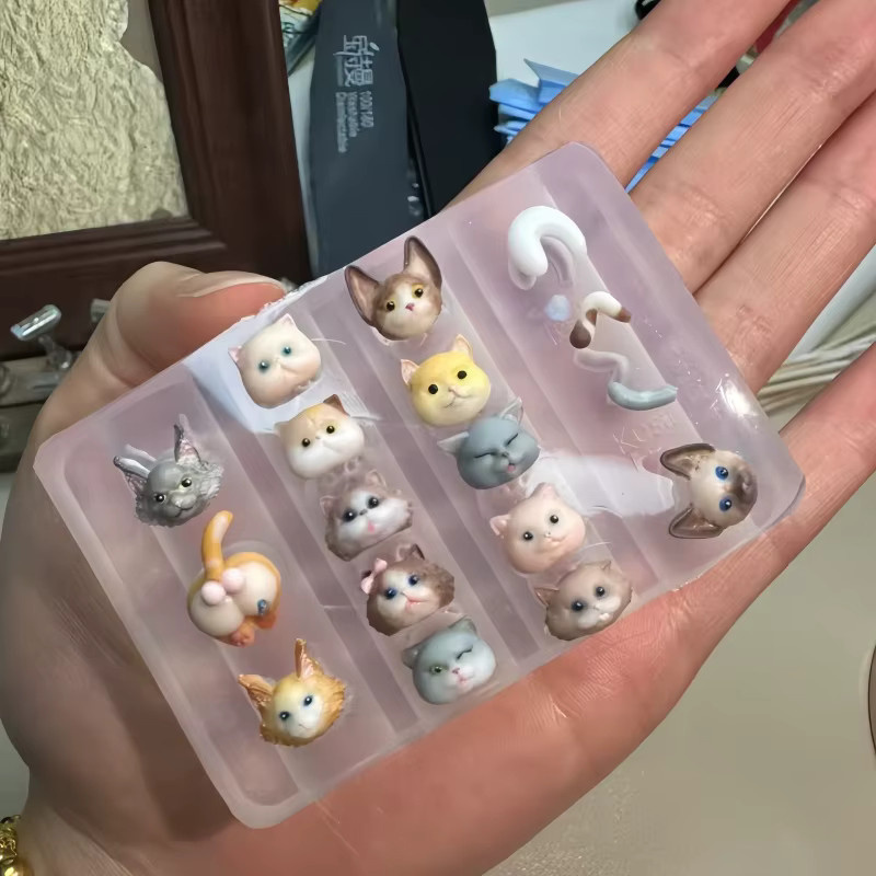 Cartoon-Silikon-Nagelkunstform, Katzen-Motiv, 3D-Design - Bild 2