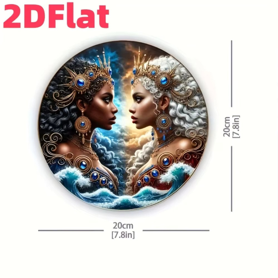 CIFBUY Wandkunst Afrikanische Göttin Yemaya Oshun Retro Wandbild Rund, Multicolour, Durchmesser: 20 cm - Bild 3