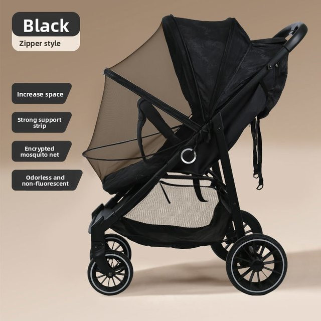 Universelles faltbares Moskitonetz für Kinderwagen in Schwarz, mücken- und staubdichtes Schutznetz für Spaziergänge - Bild 1