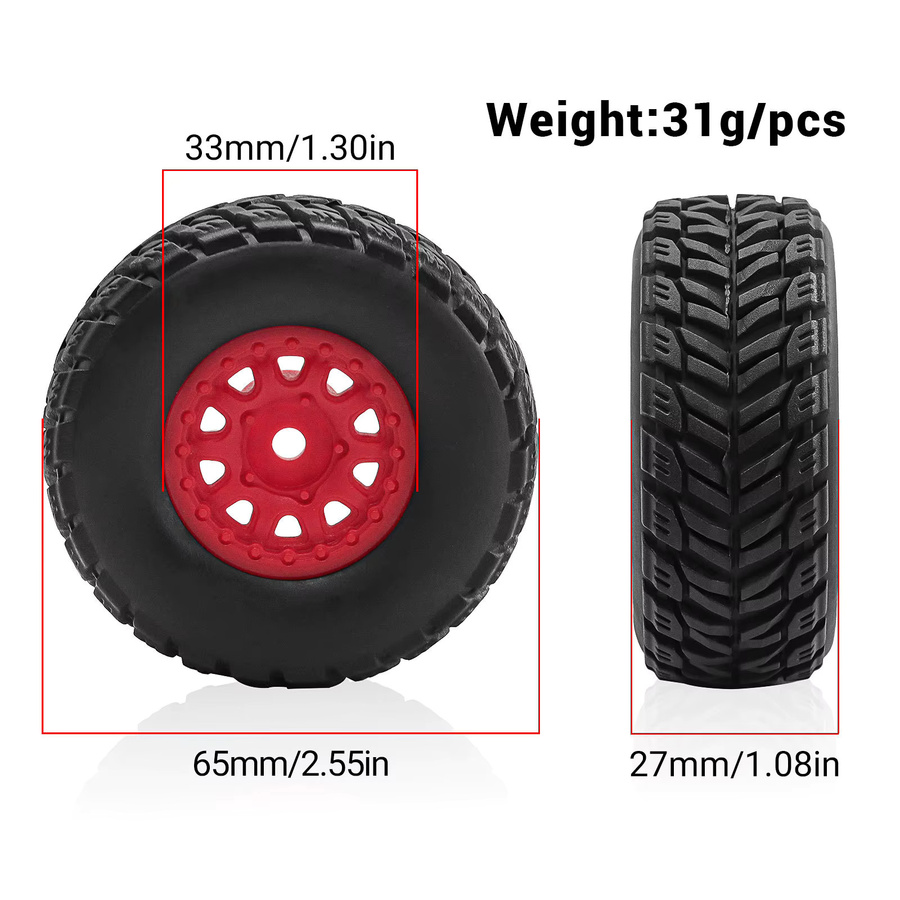 Arrma 1/14 Mini Mojave GROM Upgrade Reifen, 4-teiliges Set, 65mm, 12mm Hex Hub - Bild 2