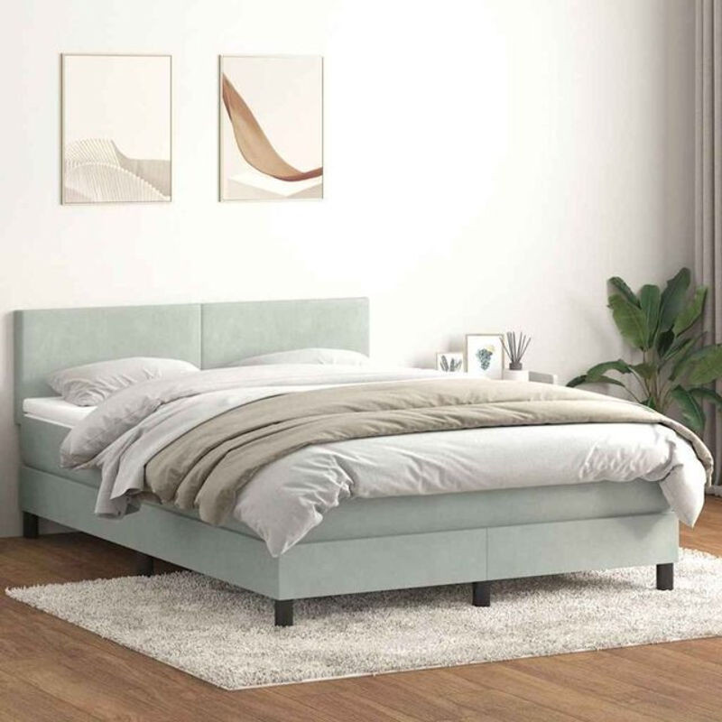 vidaxl Boxspringbett mit Matratze in Grau aus Samt, B/T/H: 160 x 220 x 78 cm - Bild 1