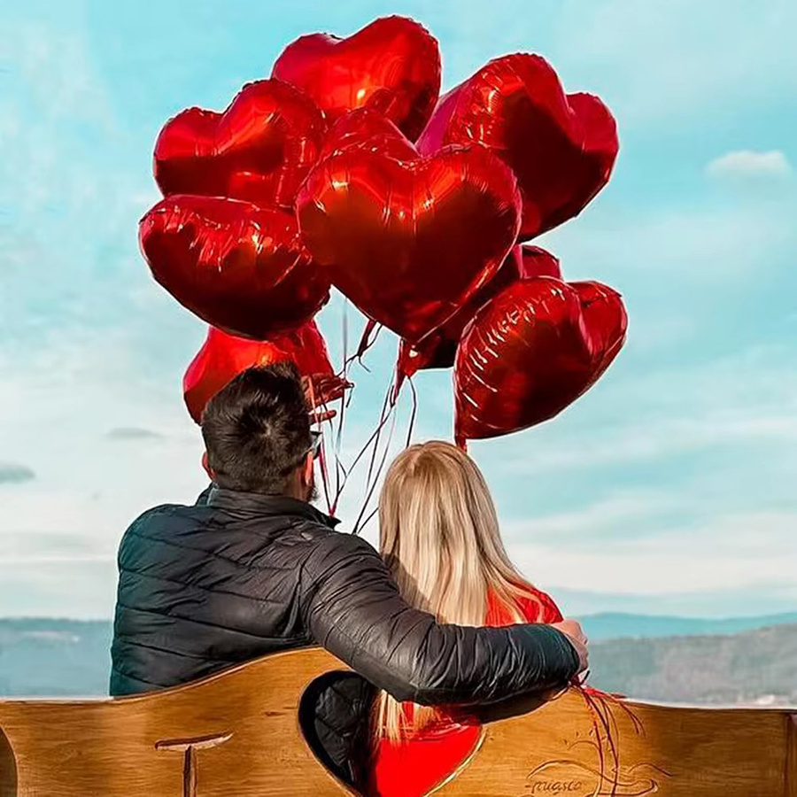 Roter Herz-Folienballon von Surpsea für Valentinstag, Hochzeit und Jahrestag, Durchmesser: 45,72 cm - Bild 5