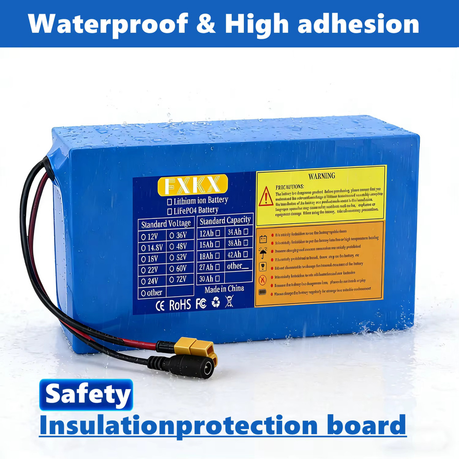 FXKX Lithium-Akkupack 48V 10-30Ah mit integriertem BMS in Blau für 1000W bis 1500W Motoren - Bild 6