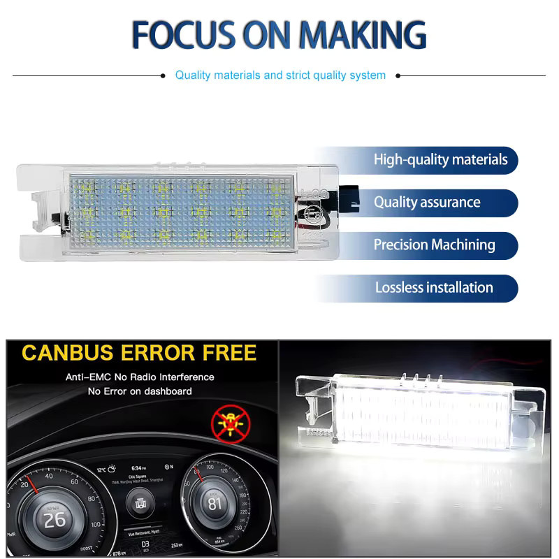 2er-Set Canbus LED Kennzeichenleuchten in Weiß für Fiat Bravo, Grande Punto, 500L, Doblo, Croma und Marea - Bild 5