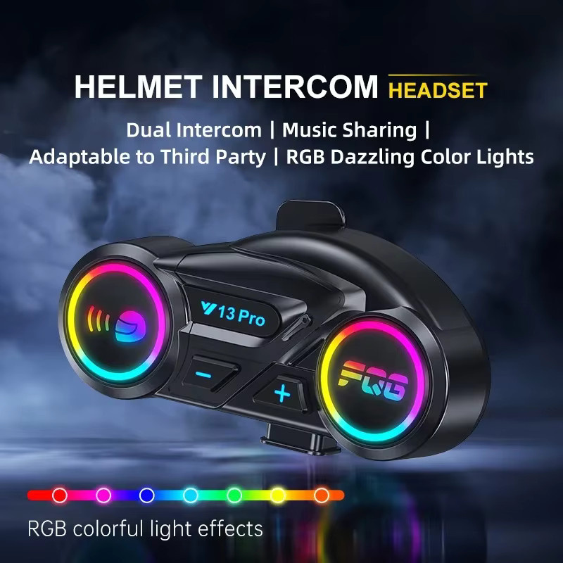 XINOWY Y13 Pro Motorrad Helm Bluetooth Headset Intercom mit V6.0 Chip, Stereo, FM Radio und RGB Licht in Schwarz - Bild 4