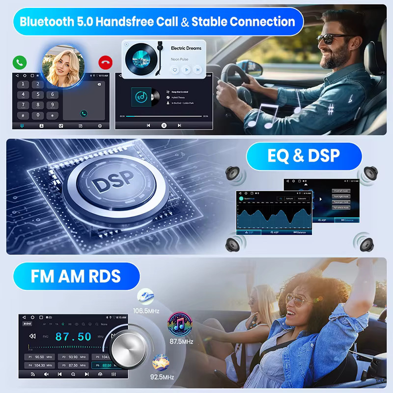Junsun 7 Zoll Autoradio für Skoda Octavia 2 A5, 2 DIN Multimedia-System mit kabellosem CarPlay, Android Auto und 4G Unterstützung, Schwarz - Bild 5