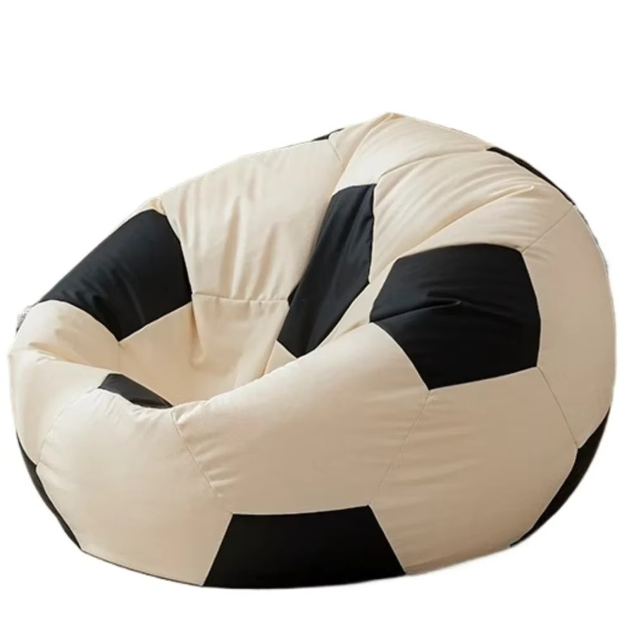 OTAUTAU Fußball-Sitzsackbezug aus Kunstleder für Kinder und Erwachsene in Beige und Schwarz - Bild 6