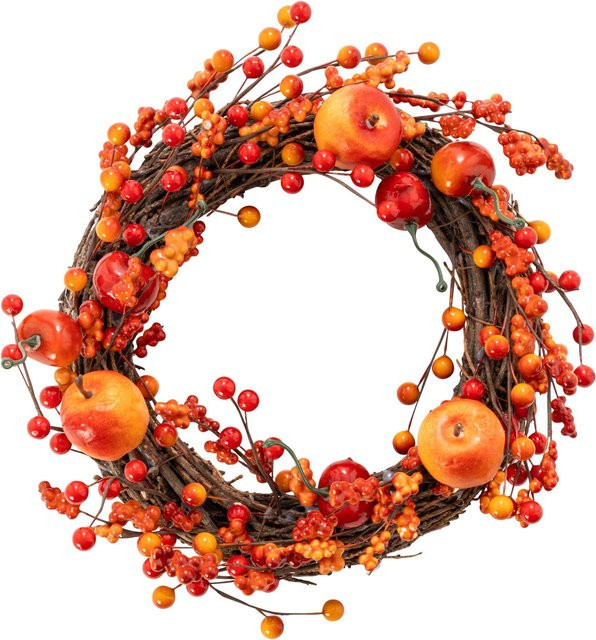 Viva Domo Weide-Kranz Beeren in Rot und Multicolour für den Herbst als hängende florale Dekoration - Bild 1