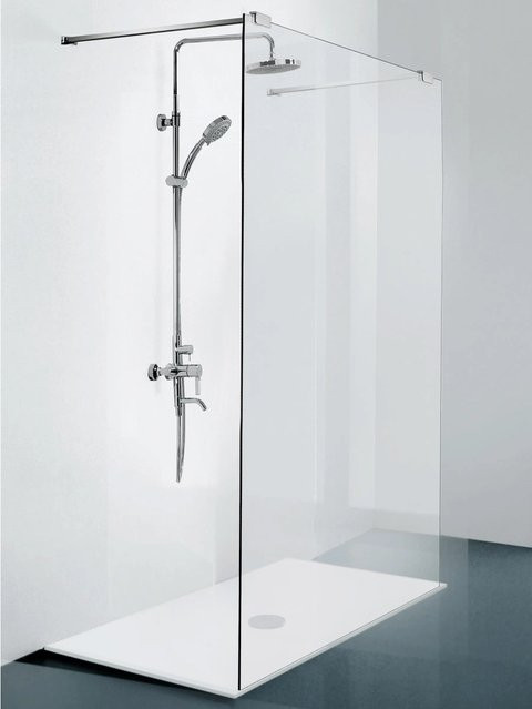 Sanotechnik Duschtrennwand Elegance Walk-In mit Teleskophalterung, Glas, transparent/silber, B/H: 140 x 195 cm - Bild 1