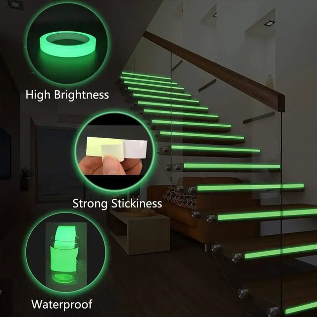 Selbstklebendes fluoreszierendes Klebeband in Grün zur Sicherheitsmarkierung von Wänden und Treppen sowie als Party-Dekoration - Bild 1