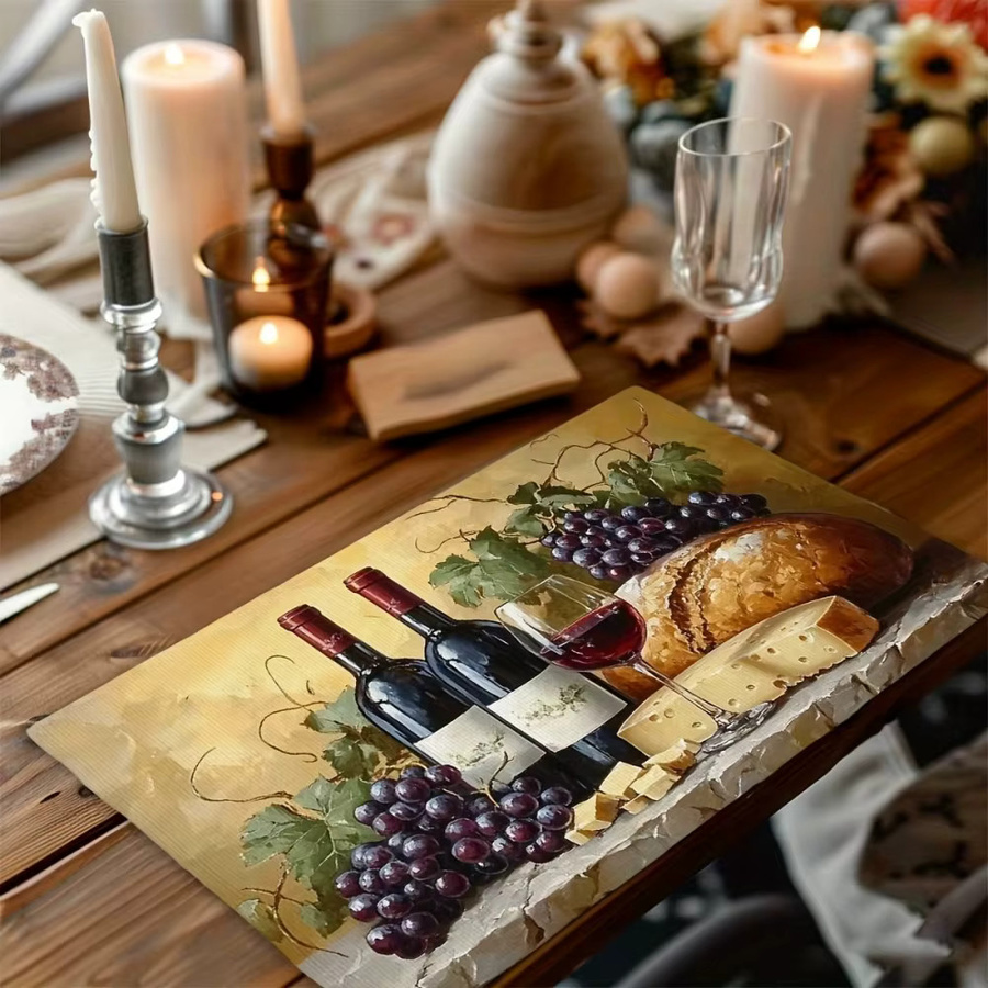 VIKAMA 6-teiliges Tischset-Set mit Vintage-Ölgemälde-Design, hitzebeständig und leicht zu reinigen, Mehrfarbig, B: 40,0 cm, T: 30,0 cm - Bild 2