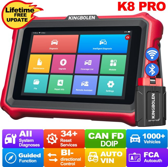 KINGBOLEN K8 PRO All System Bidirektionales OBD2-Diagnosetool mit 34 Reset-Funktionen, ECU-Codierung, FCA CAN FD & DOIP - Bild 1